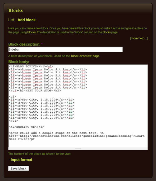 Block Sidebar Settings