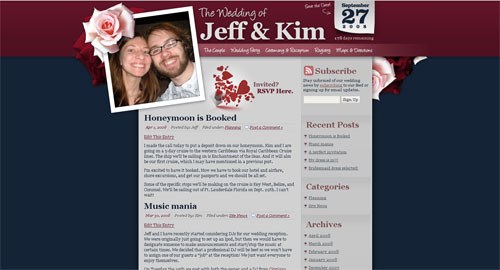 Wordpress Theme for Jeff and Kim's Wedding Website