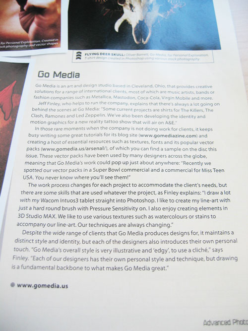 Go Media feature in Advanced Photoshop Magazine Go Media feature in Advanced Photoshop Magazine