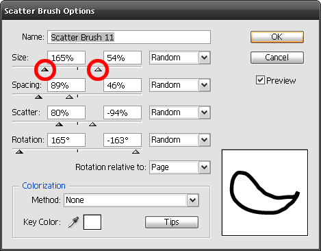 scatter brush parameters