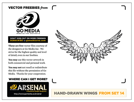 hand drawn wings freebie vector