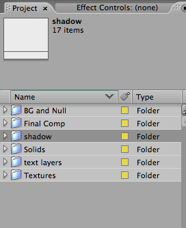 folders This is what an organized project window looks like!