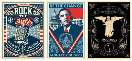 Shepard Fairey - Obey Giant - Rock the vote poster - Inauguration poster - Bauhaus band