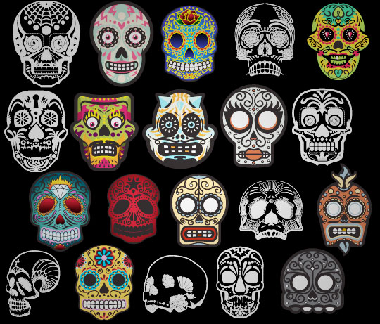 Go Media - Vector set 20 - Sugar skulls
