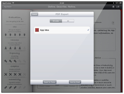 App Cooker - The app idea screen App Cooker - The app idea screen