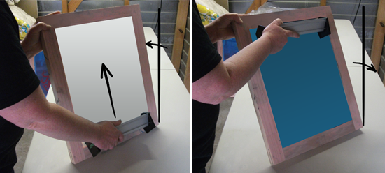 Coating the Screen. Tilt screen back slightly and slide up the screen. Tilt back when at top.  Pull away.