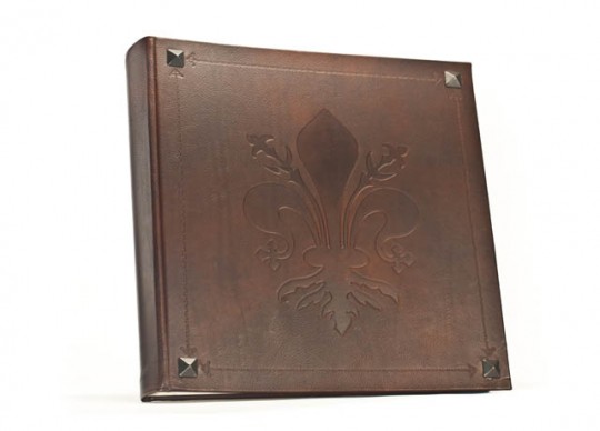 Fleur de lys Italian Leather Album with Metal Nail Heads