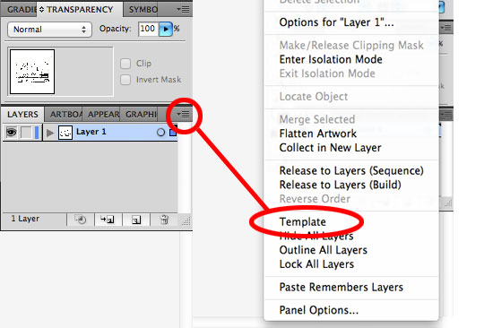 Set layer to template