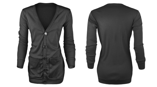 Ladies Ribbed Pocket Cardigan - Ghosted Ladies Ribbed Pocket Cardigan - Ghosted