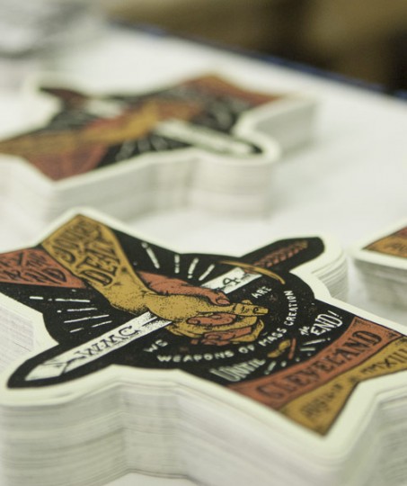 stack of wmc fest stickers